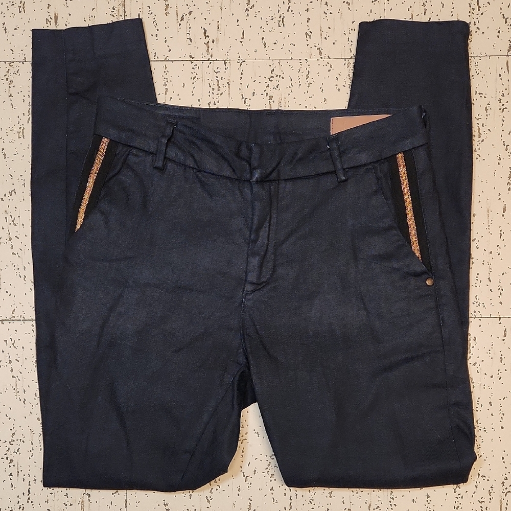 Mos Mosh Dark Blue Blake Gallery Casual Slim Tapered Fit Dress Pants
